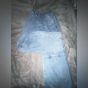 light wash straight legged jeans